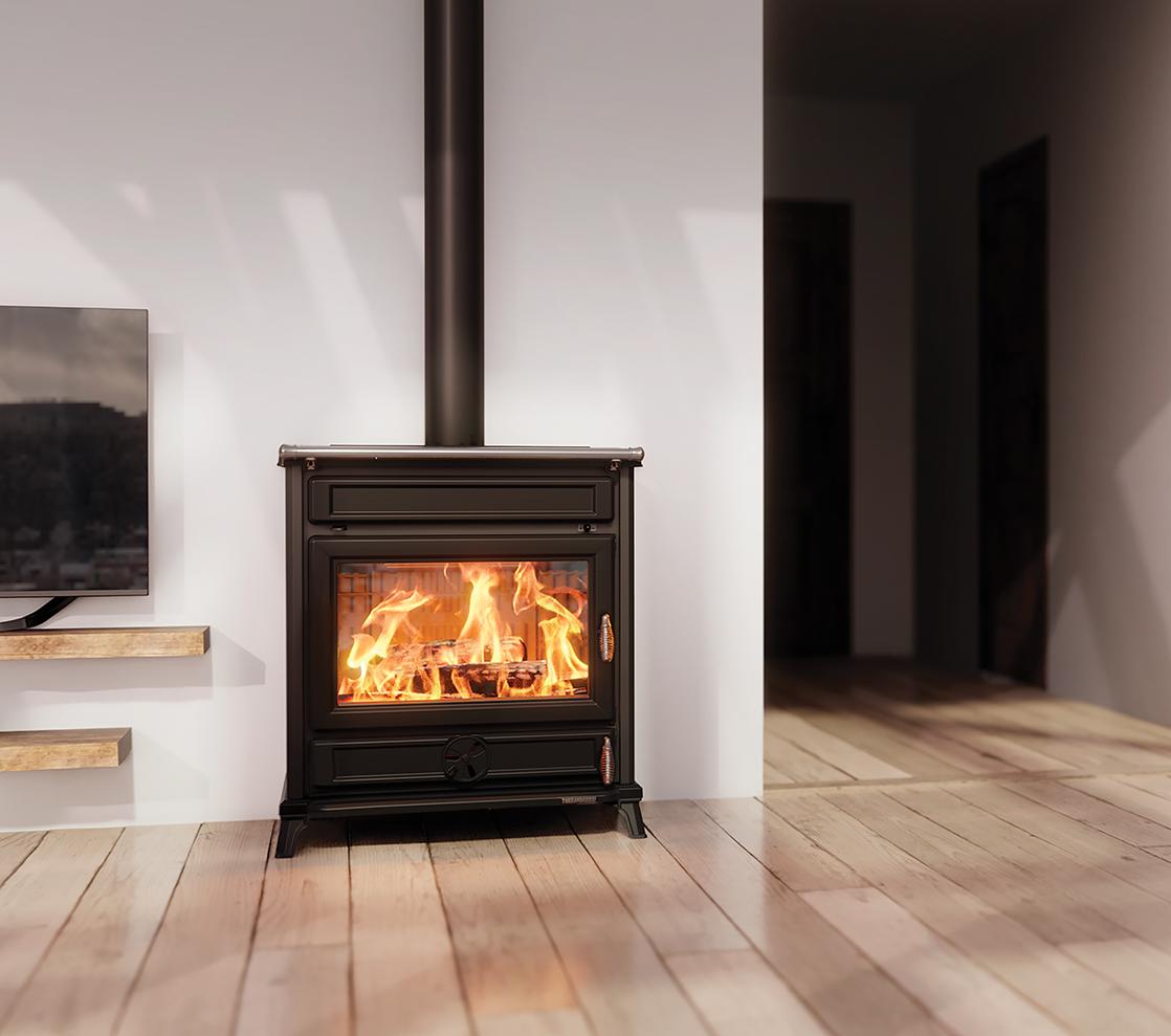 Kominek powietrzny Simple Box Lewy 8 kW Ø 200 Black Agora 01 - Kominek powietrzny Simple Box Lewy 8 kW Ø 200 Black